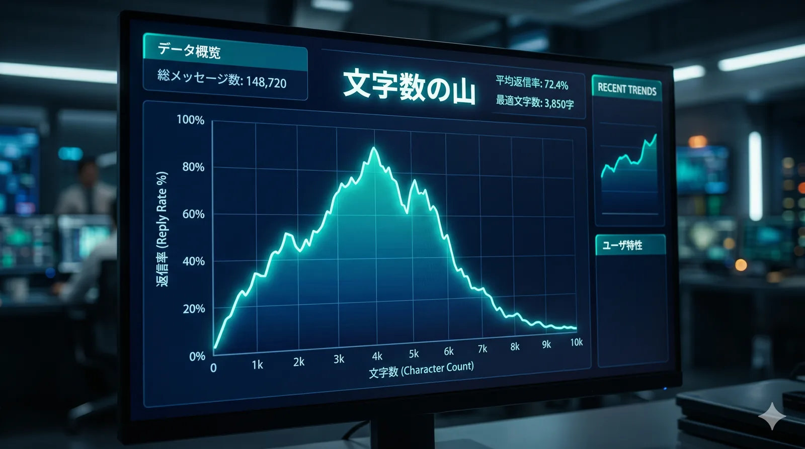 返信率には文字数の“山”がある